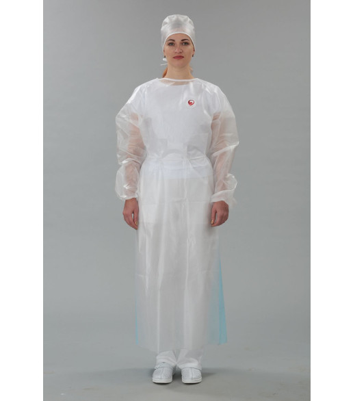 Халат 140 см ламинированный перед, рукав на резинка , горловина на липучке, 2 завязки, пл. 40/40